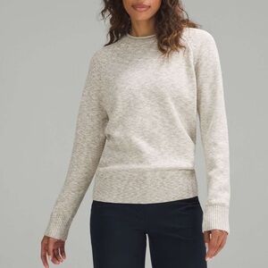 Lululemon Boxy Cotton-Blend Sweater in Bone White Raw Linen Vapor size XS